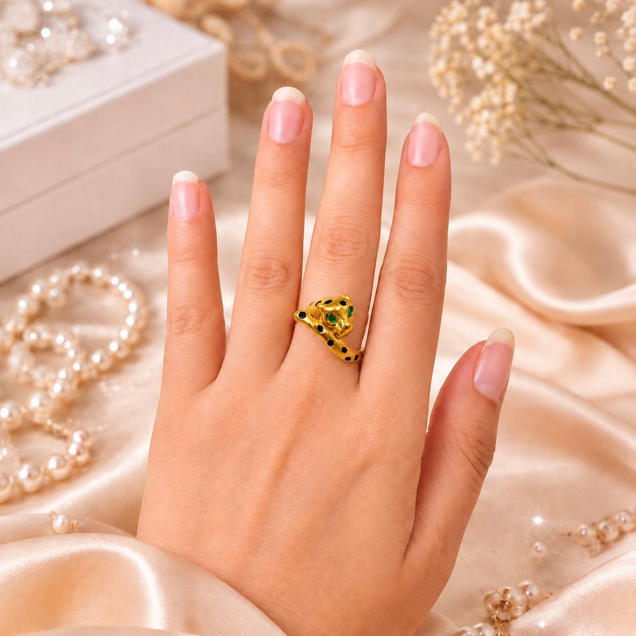 18K Gold Plated Panther Wrap Ring | Anti Tarnish Waterproof Statement Ring
