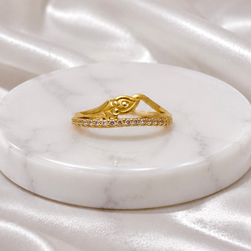 Elegant Micro Gold-Plated AD Stone Ring | Premium Crystal Cut Handmade Daily Wear Ring