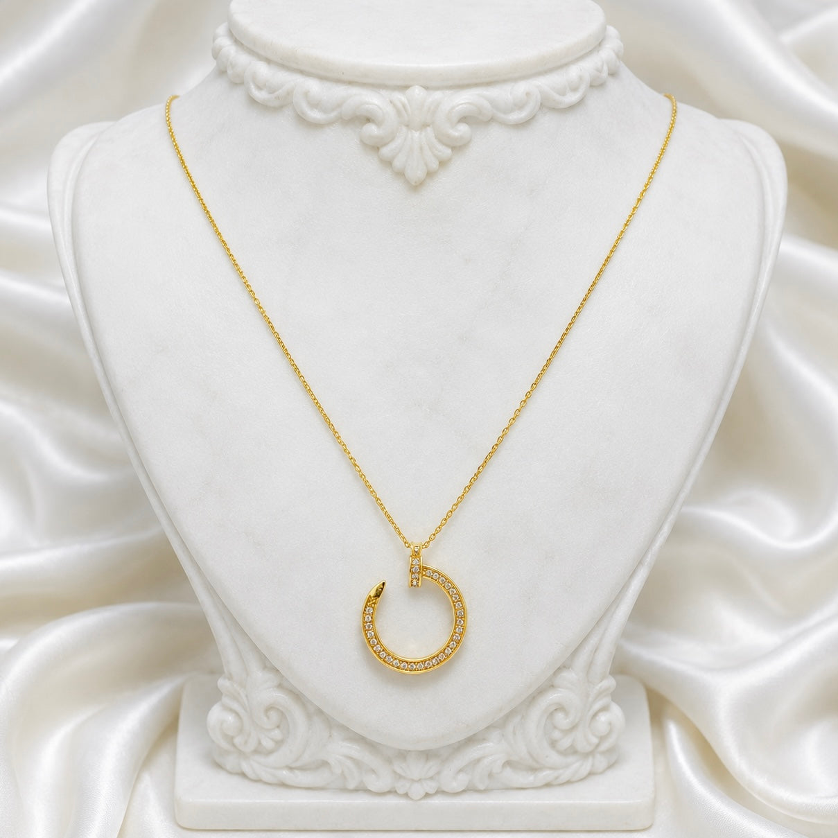 18K Gold Plated AD Stone Pendant Necklace | Anti Tarnish Adjustable Luxury Necklace
