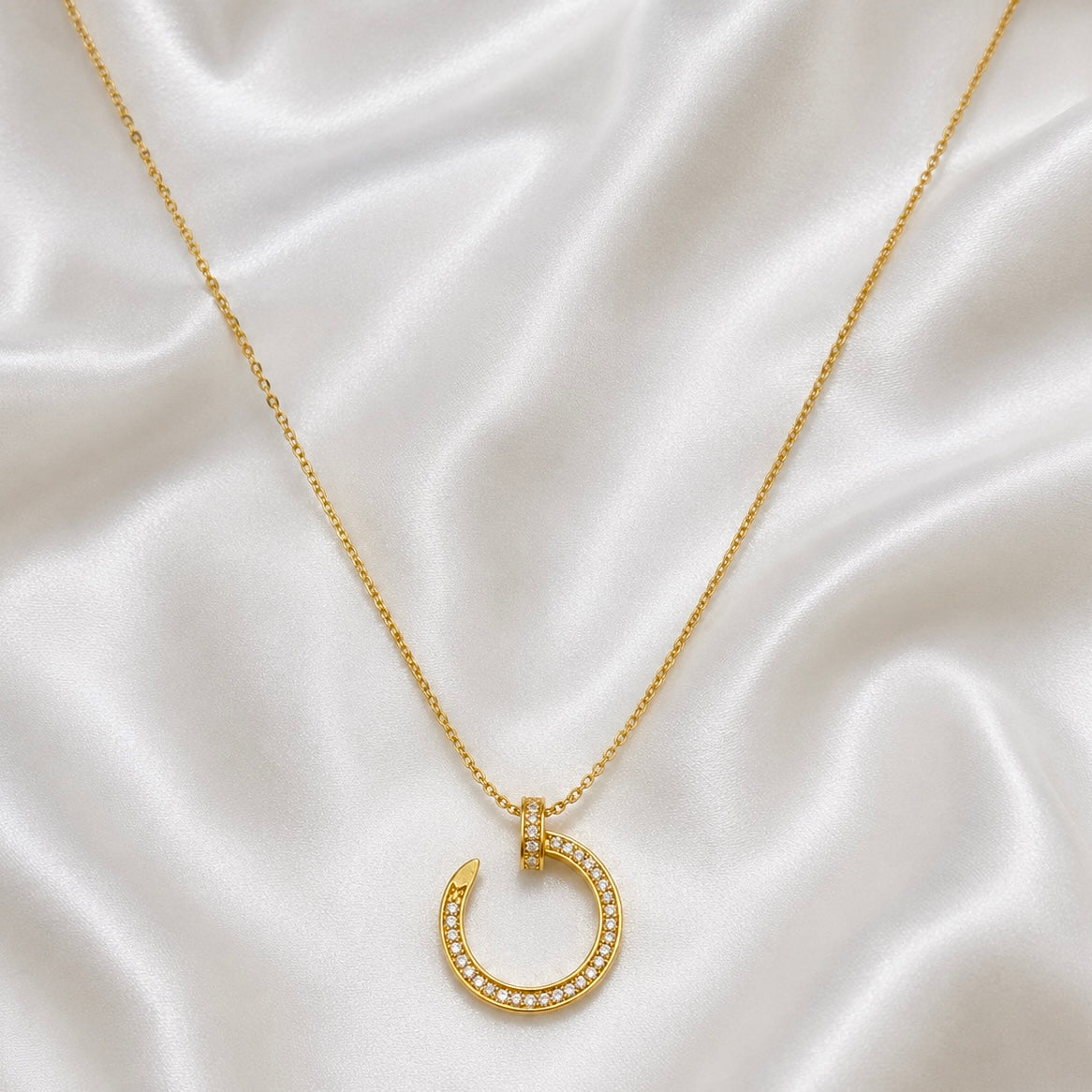 18K Gold Plated AD Stone Pendant Necklace | Anti Tarnish Adjustable Luxury Necklace