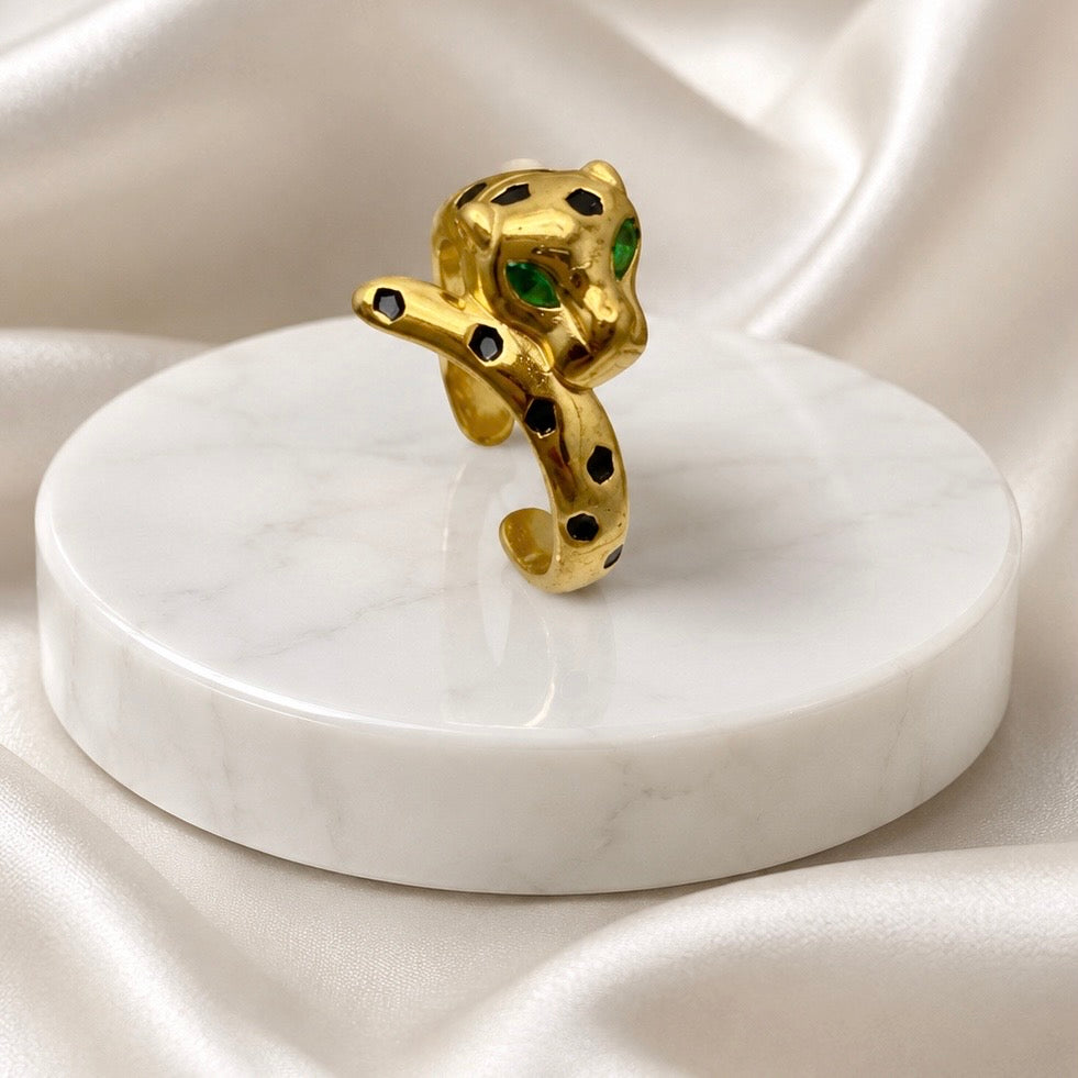 18K Gold Plated Panther Wrap Ring | Anti Tarnish Waterproof Statement Ring