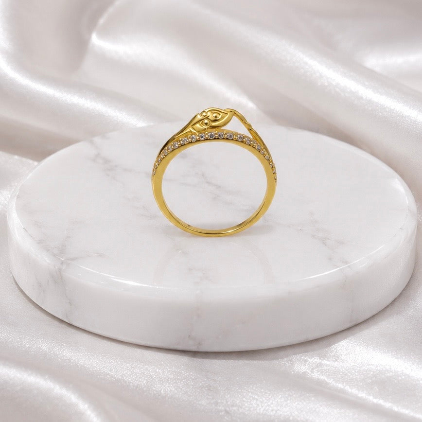 Elegant Micro Gold-Plated AD Stone Ring | Premium Crystal Cut Handmade Daily Wear Ring
