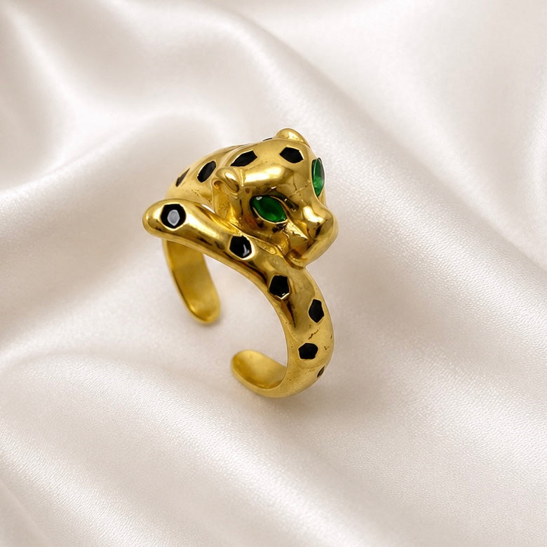 18K Gold Plated Panther Wrap Ring | Anti Tarnish Waterproof Statement Ring
