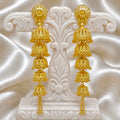 Traditional Multi-Layer Ghungroo Mesh Work Gold Jhumka Earrings | Temple Jewellery