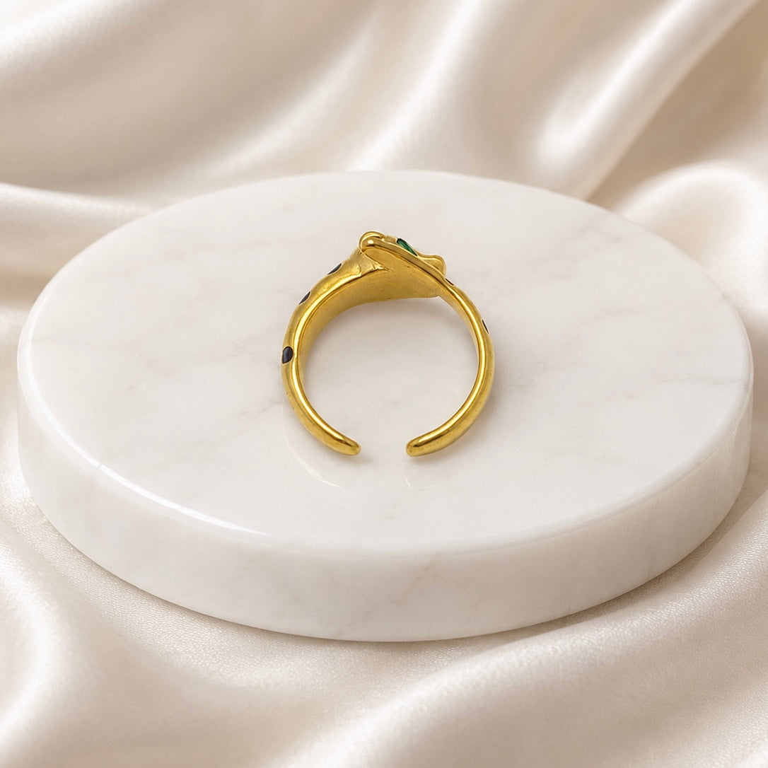 18K Gold Plated Panther Wrap Ring | Anti Tarnish Waterproof Statement Ring