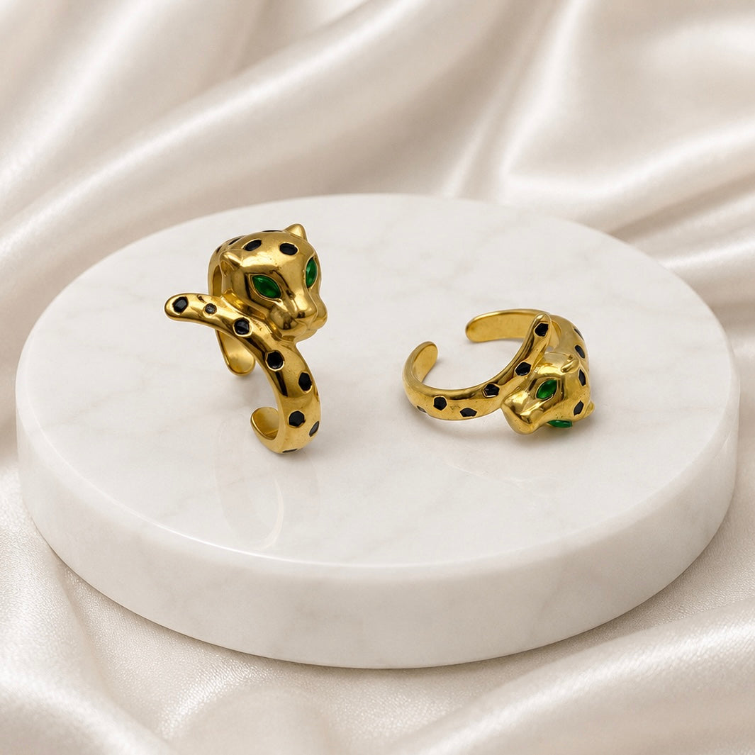 18K Gold Plated Panther Wrap Ring | Anti Tarnish Waterproof Statement Ring