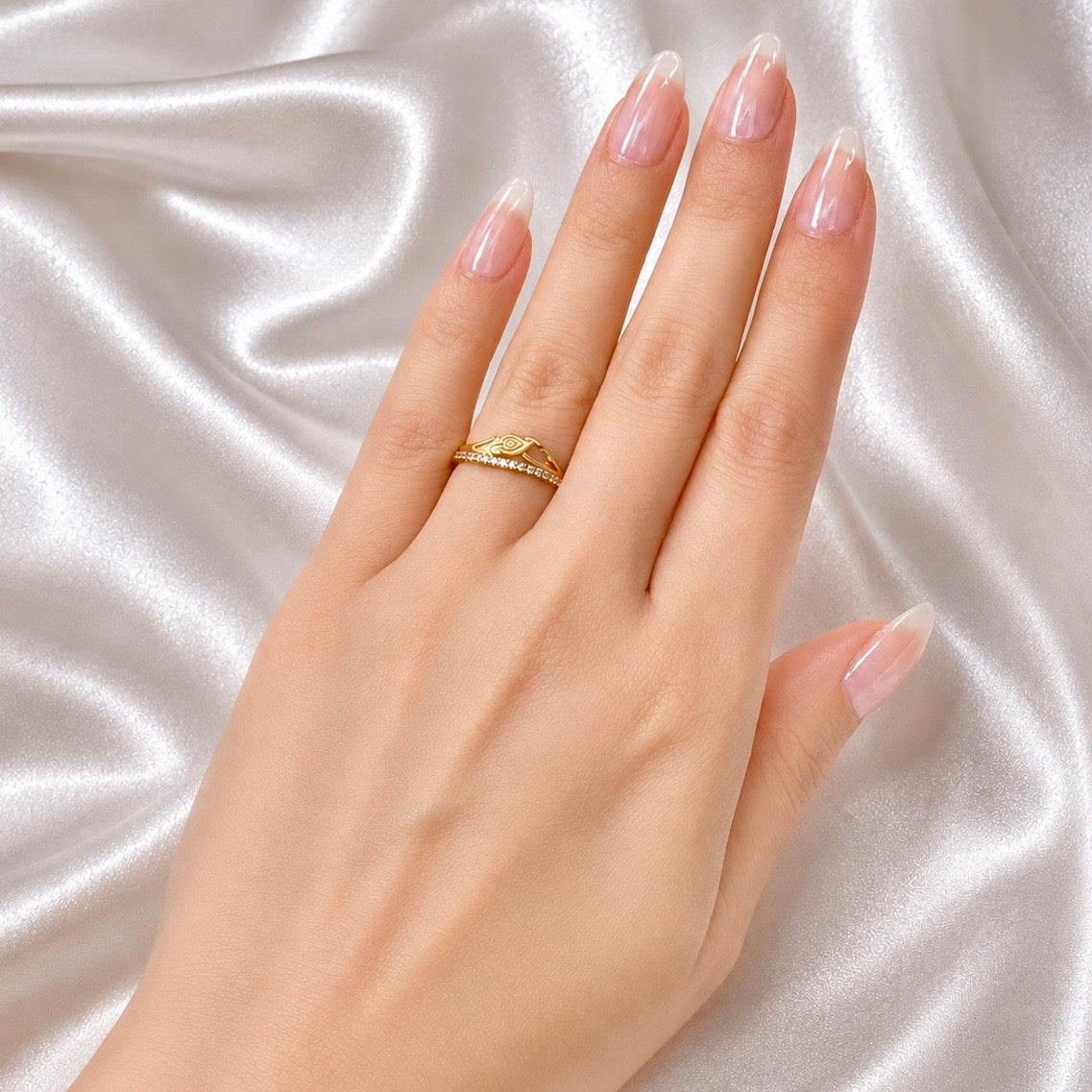 Elegant Micro Gold-Plated AD Stone Ring | Premium Crystal Cut Handmade Daily Wear Ring