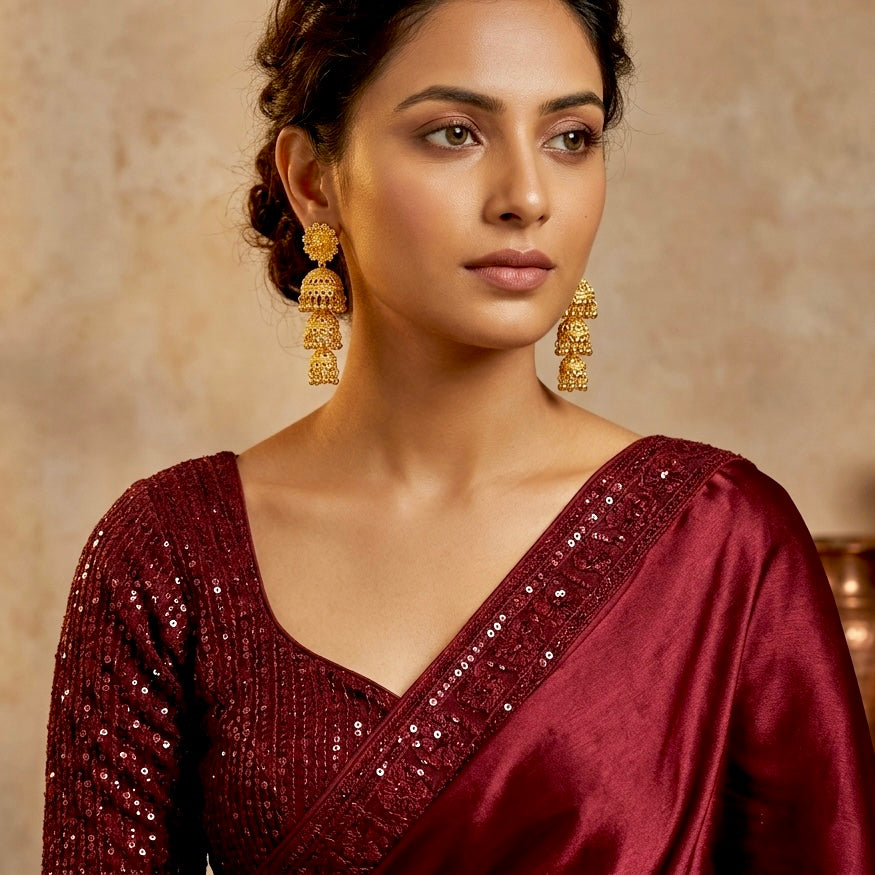 Traditional Gold-Plated Triple Dome Ghungroo Jhumka Earrings | Temple Jewellery