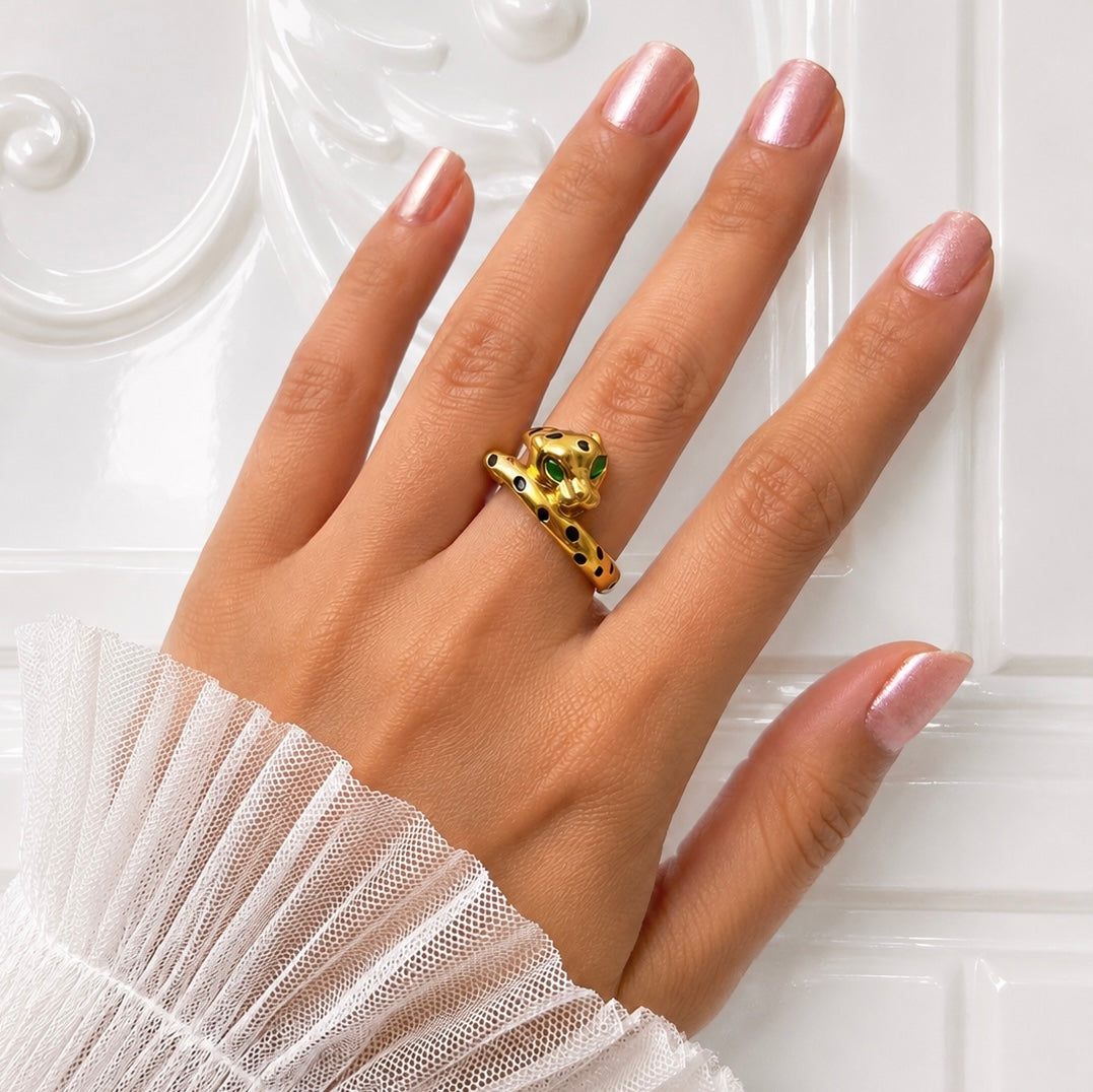 18K Gold Plated Panther Wrap Ring | Anti Tarnish Waterproof Statement Ring