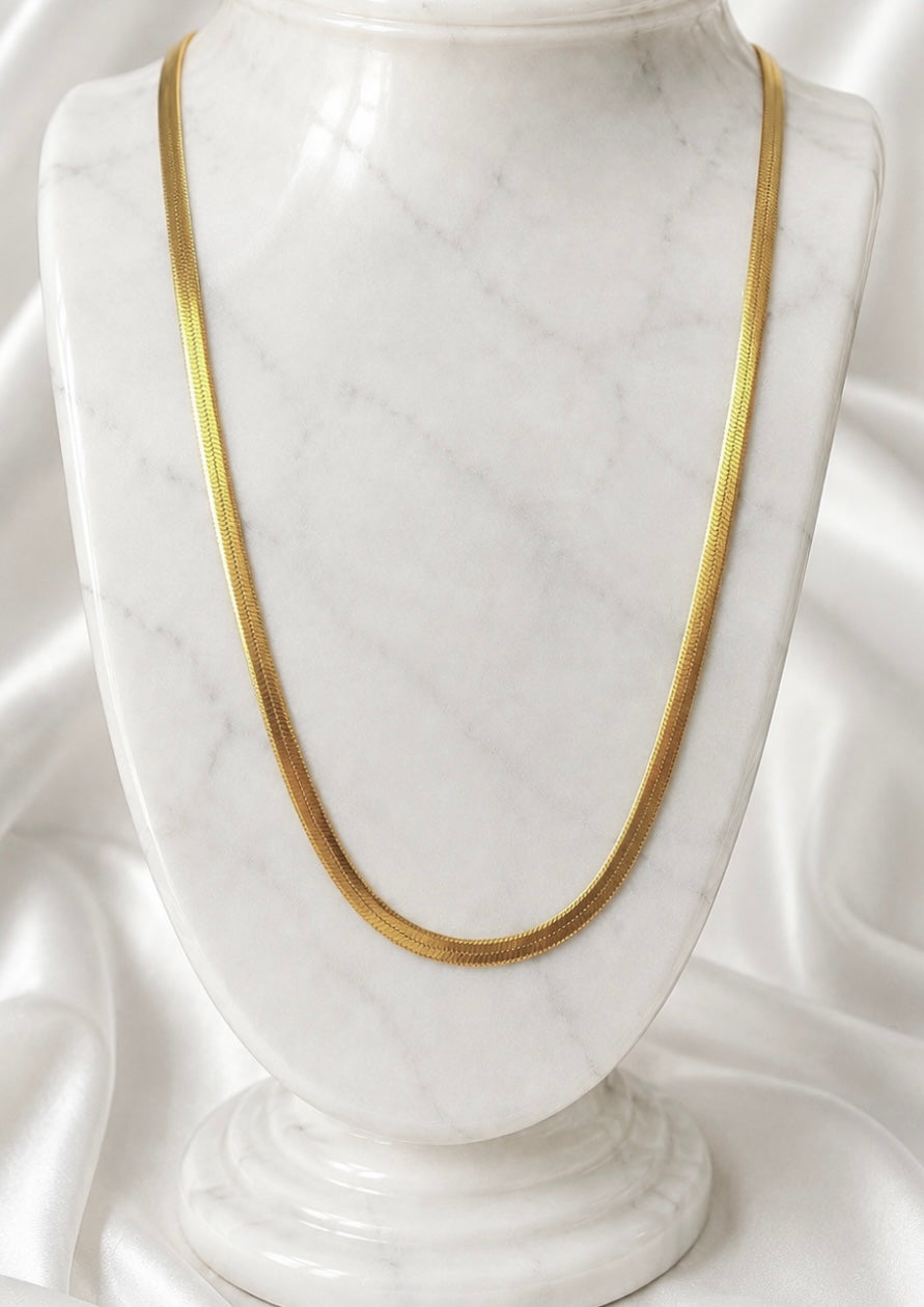 18K Gold Plated Snake Chain Necklace | Anti Tarnish High Shine Sleek Chain