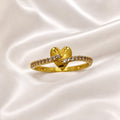 Elegant Micro Gold-Plated Heart AD Ring | Premium Crystal Cut Handmade Daily Wear Ring