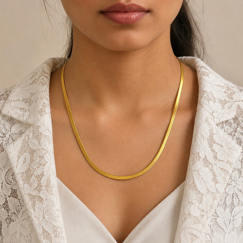 18K Gold Plated Snake Chain Necklace | Anti Tarnish High Shine Sleek Chain