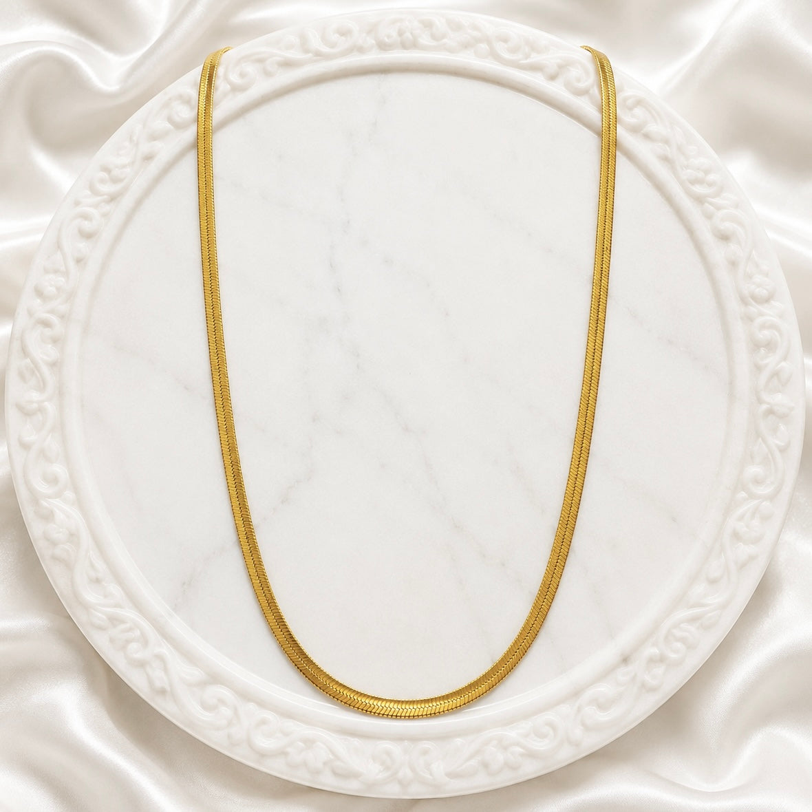 18K Gold Plated Snake Chain Necklace | Anti Tarnish High Shine Sleek Chain