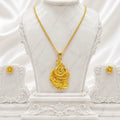 Temple Peacock Design Pendant Necklace Set | Micro Gold Plated Handcrafted Jewellery with Earrings