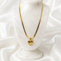 18K Gold Plated Snake Chain Necklace with Solid Heart Pendant | Anti Tarnish High Shine Adjustable Chain
