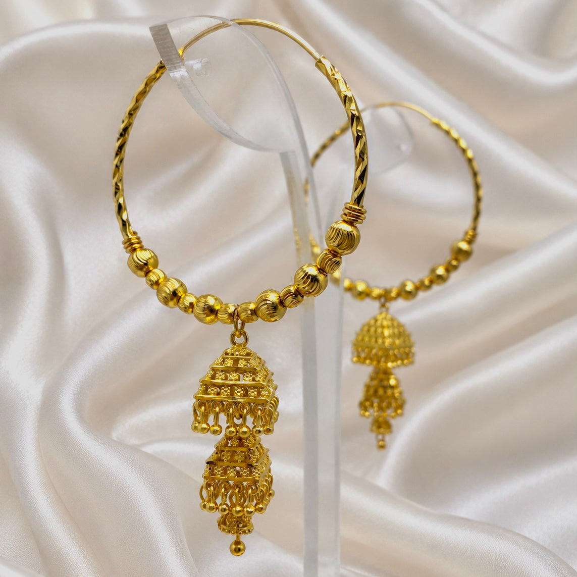 Handcrafted Gold-Plated Hoop Jhumka Earrings