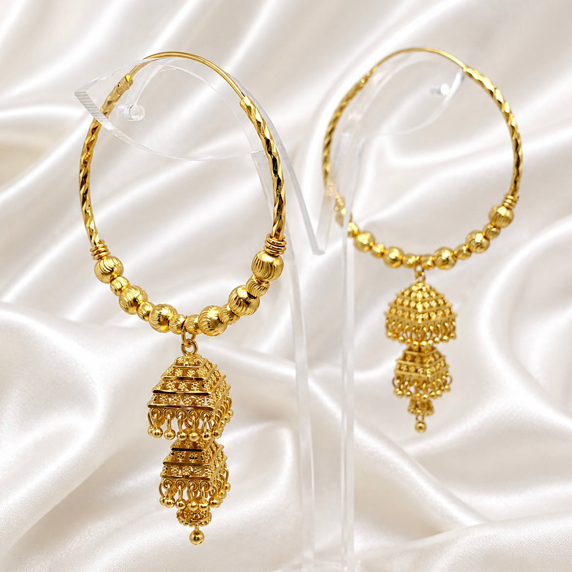 Handcrafted Gold-Plated Hoop Jhumka Earrings