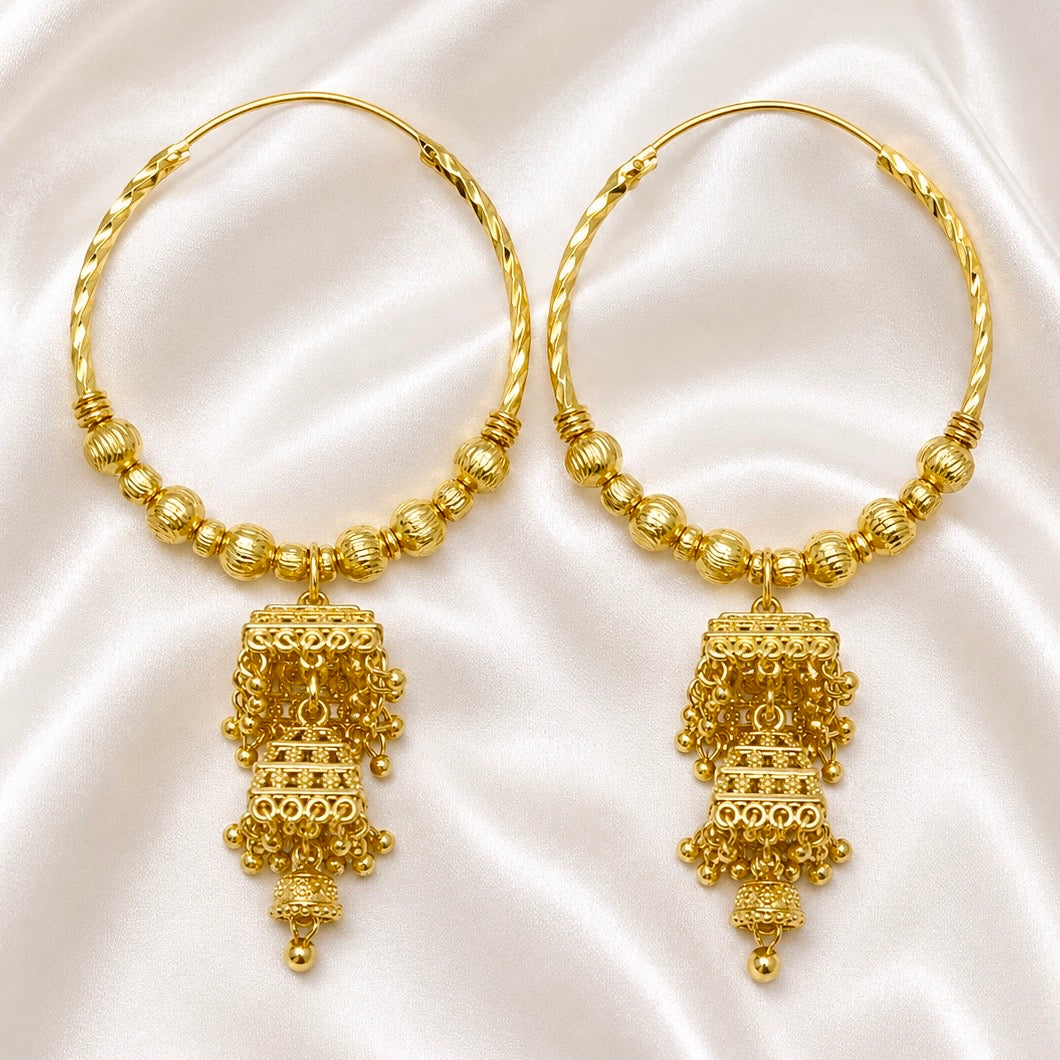 Handcrafted Gold-Plated Hoop Jhumka Earrings