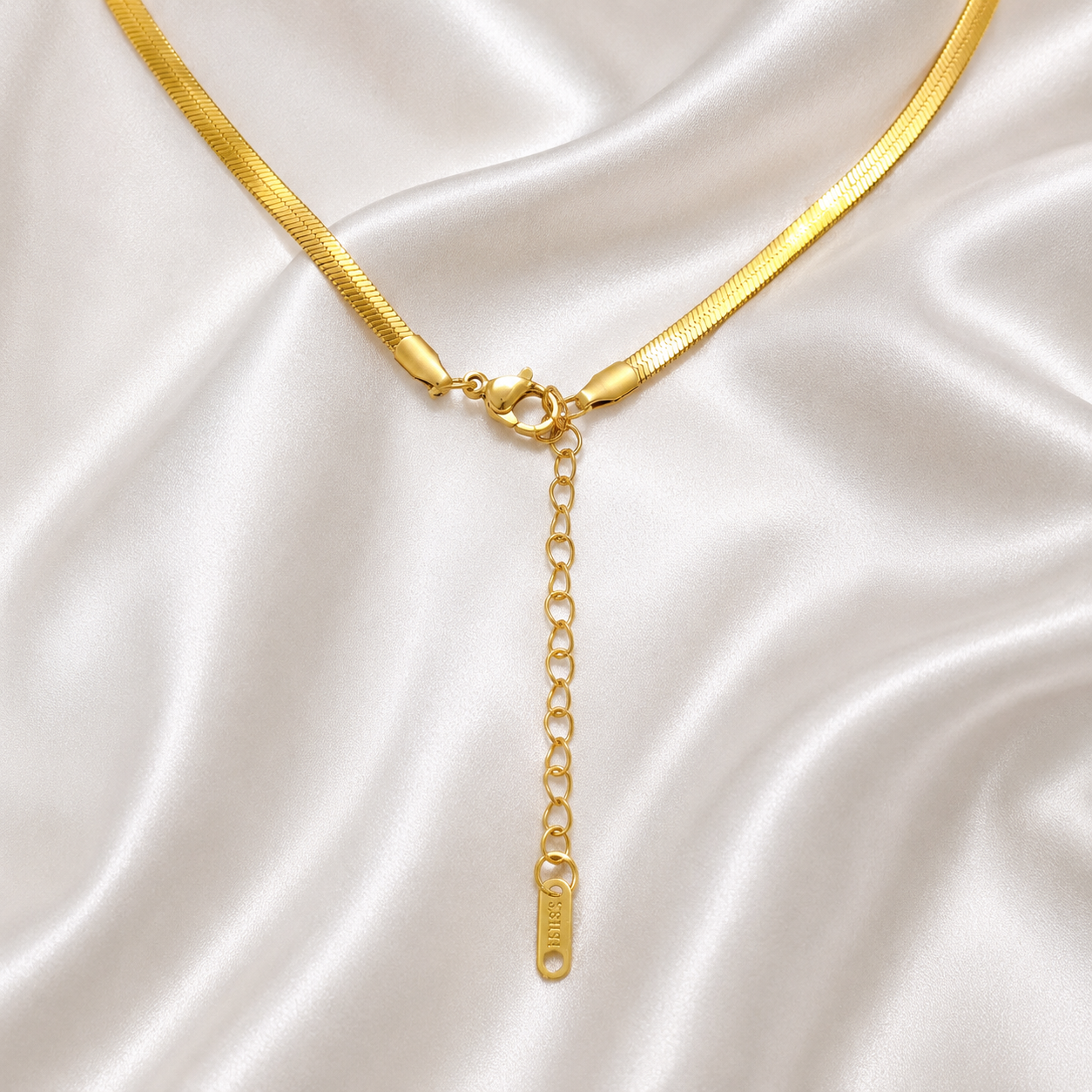 18K Gold Plated Snake Chain Necklace with Solid Heart Pendant | Anti Tarnish High Shine Adjustable Chain