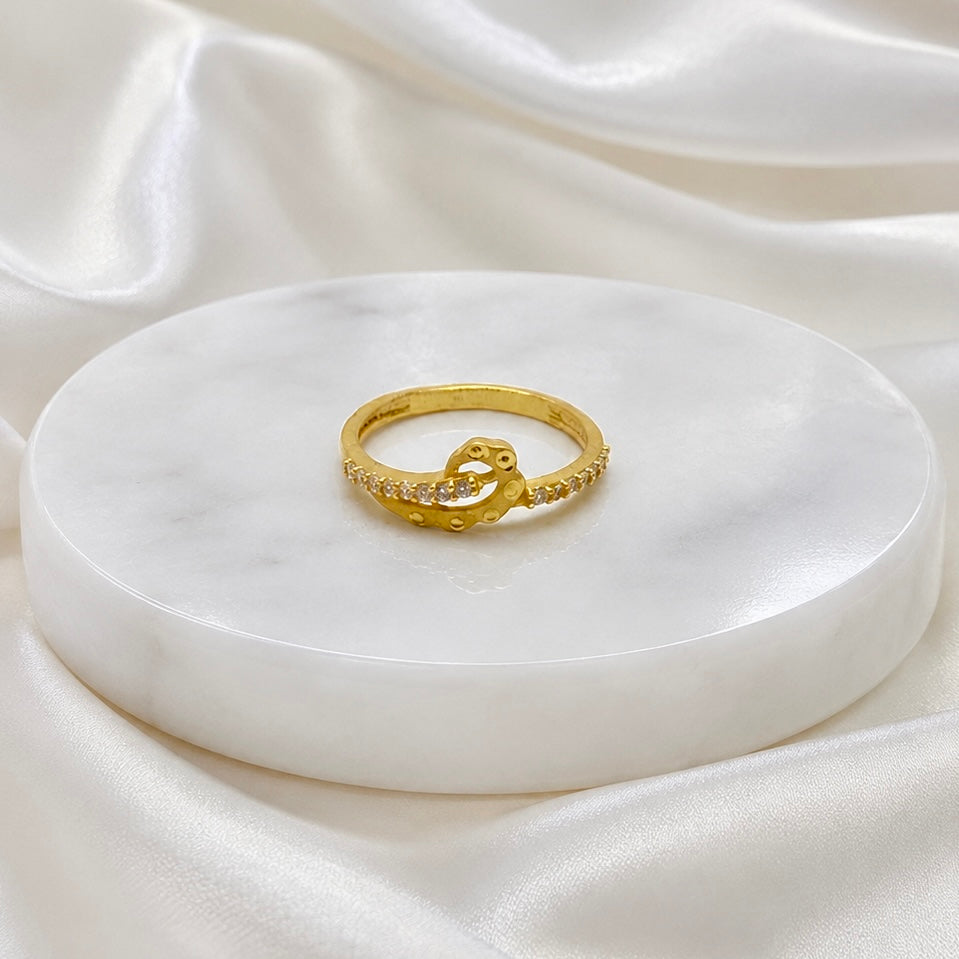 Elegant Micro Gold-Plated Heart AD Ring | Premium Crystal Cut Handmade Daily Wear Ring
