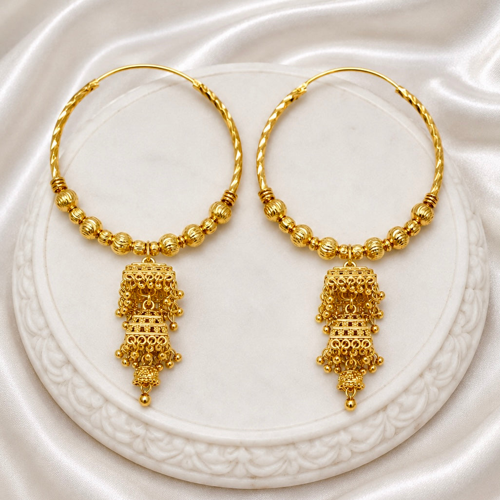 Handcrafted Gold-Plated Hoop Jhumka Earrings
