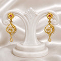 Floral AD & Ruby Drop Earrings – Micro plated Gold | Daily Wear Elegance
