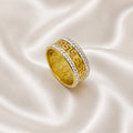 18K Gold Plated Greek Pattern Ring | Anti Tarnish AD Stone Statement Ring Pricing