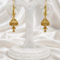 Gold Hoop Earrings with Triangular Jhumka | Traditional Handmade