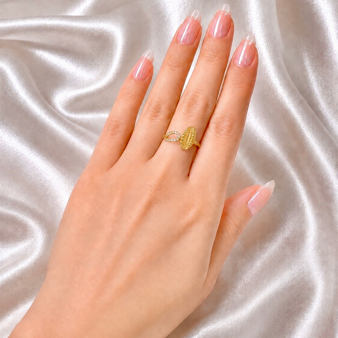 Elegant Micro Gold-Plated AD Stone Ring | Premium Handmade Crystal Cut Daily Wear Ring