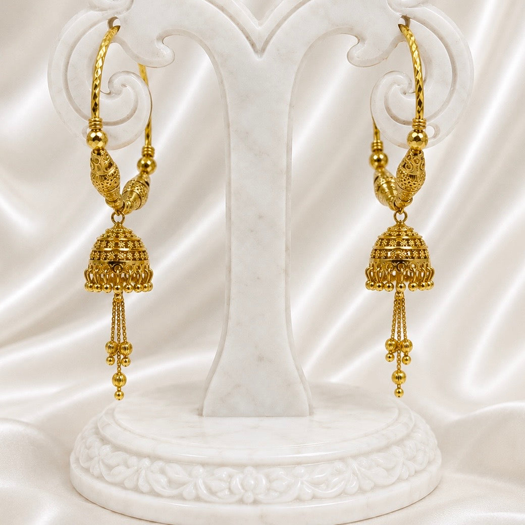 Handcrafted Gold-Plated Hoop Jhumka Earrings