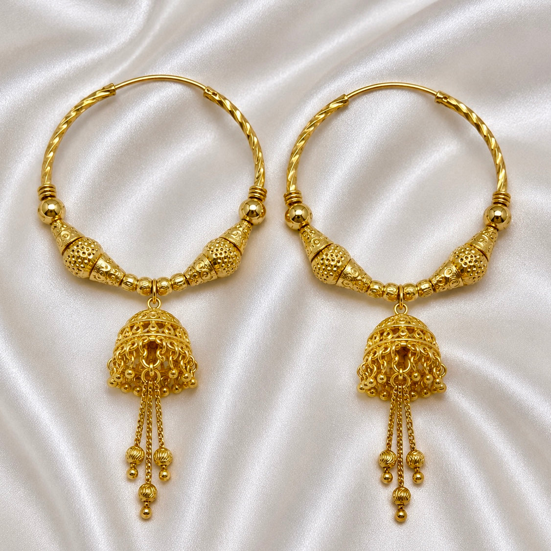 Handcrafted Gold-Plated Hoop Jhumka Earrings
