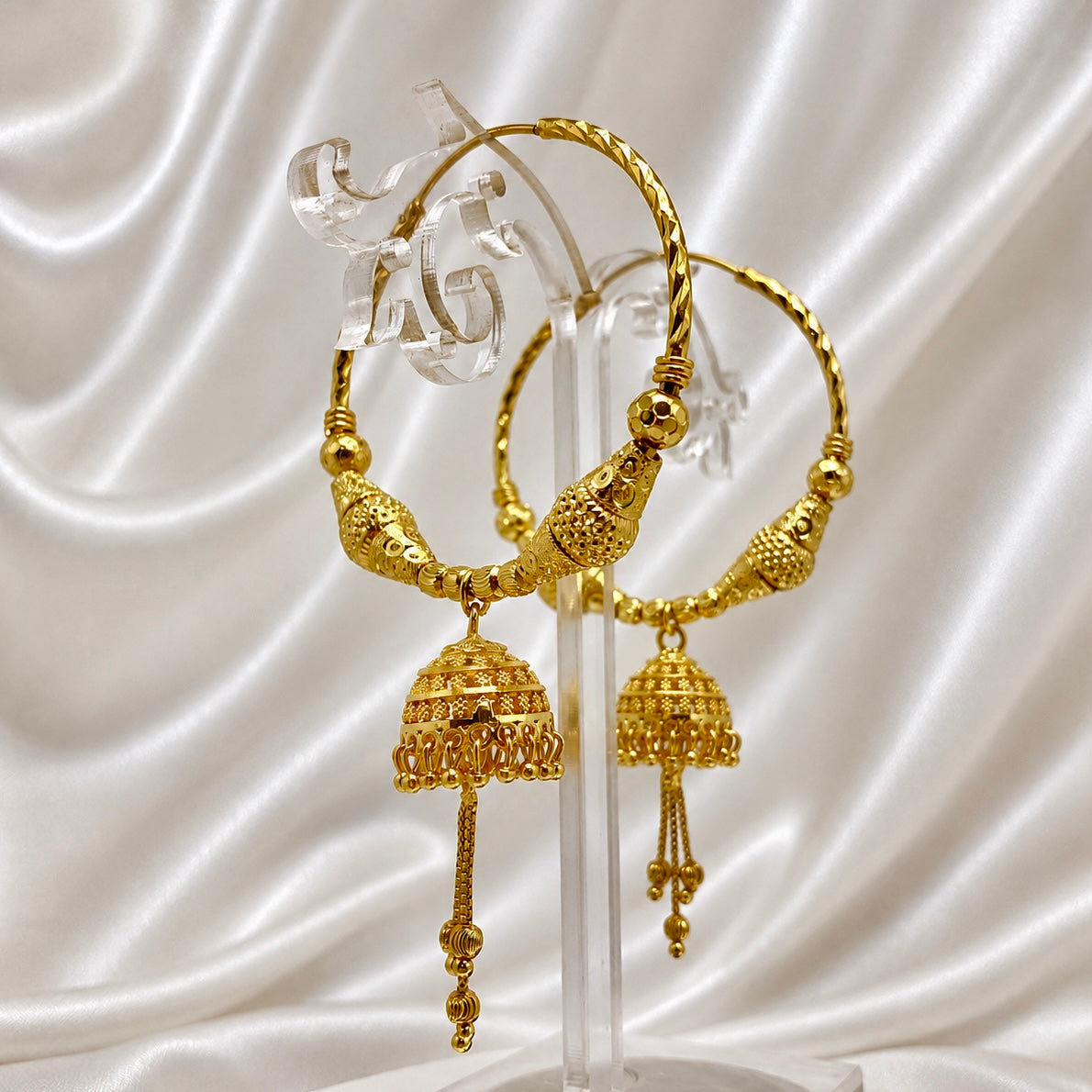 Handcrafted Gold-Plated Hoop Jhumka Earrings