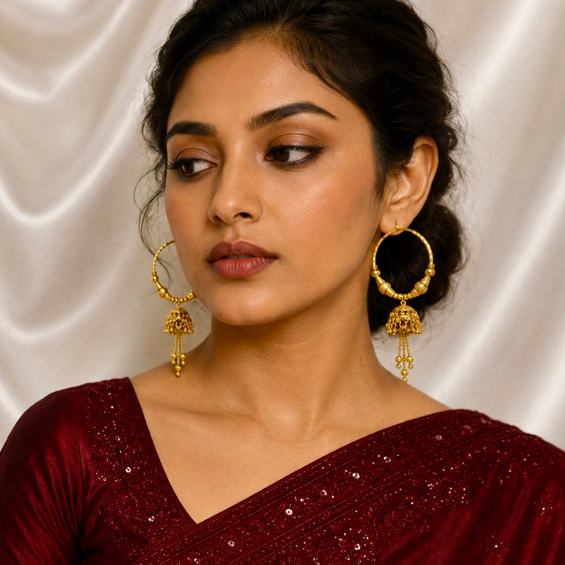 Handcrafted Gold-Plated Hoop Jhumka Earrings