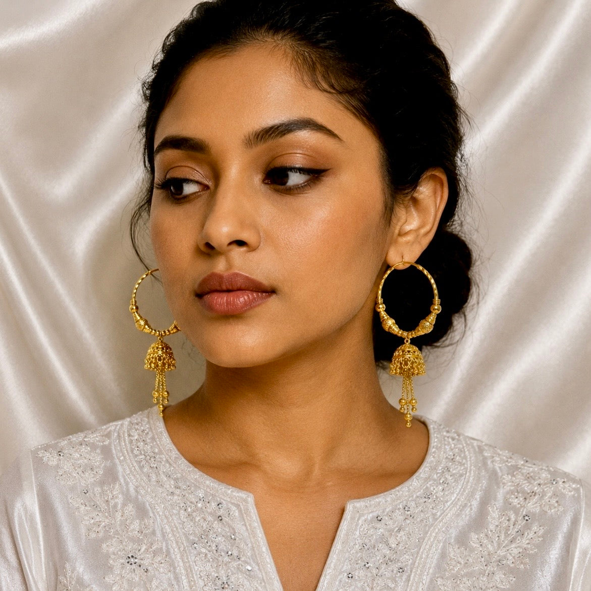 Handcrafted Gold-Plated Hoop Jhumka Earrings