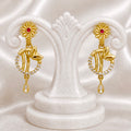 Ruby Floral AD Drop Earrings – Elegant Daily Wear Gold Plated Pair