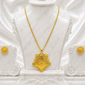 Temple Swan Dual Motif Pendant Necklace Set | Micro Gold Plated Handcrafted Jewellery with Earrings