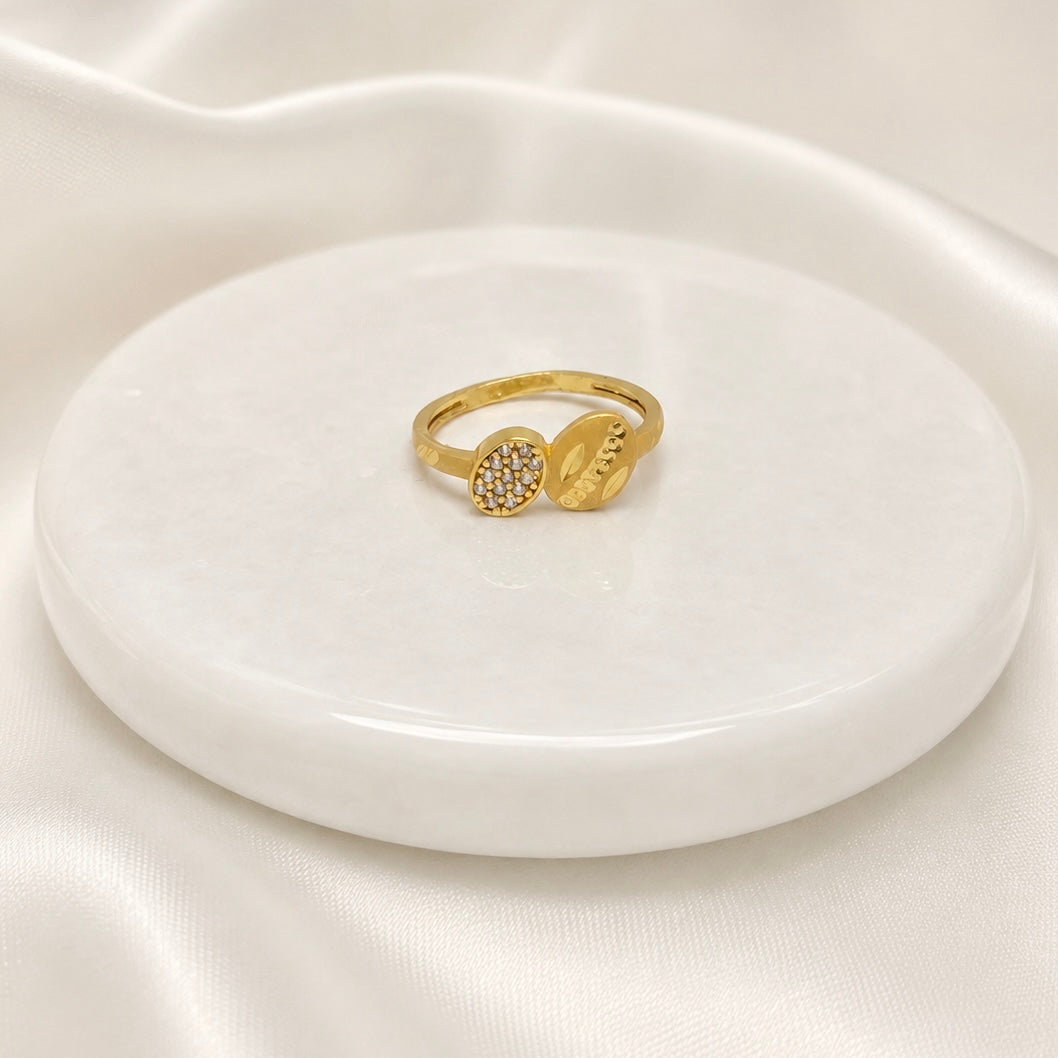 Elegant Micro Gold Plated AD Stone Ring | Premium Handmade Crystal Cut Daily Wear Ring