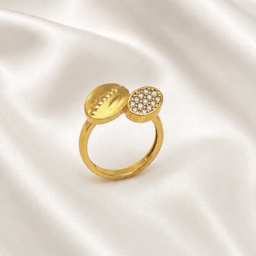 Elegant Micro Gold Plated AD Stone Ring | Premium Handmade Crystal Cut Daily Wear Ring
