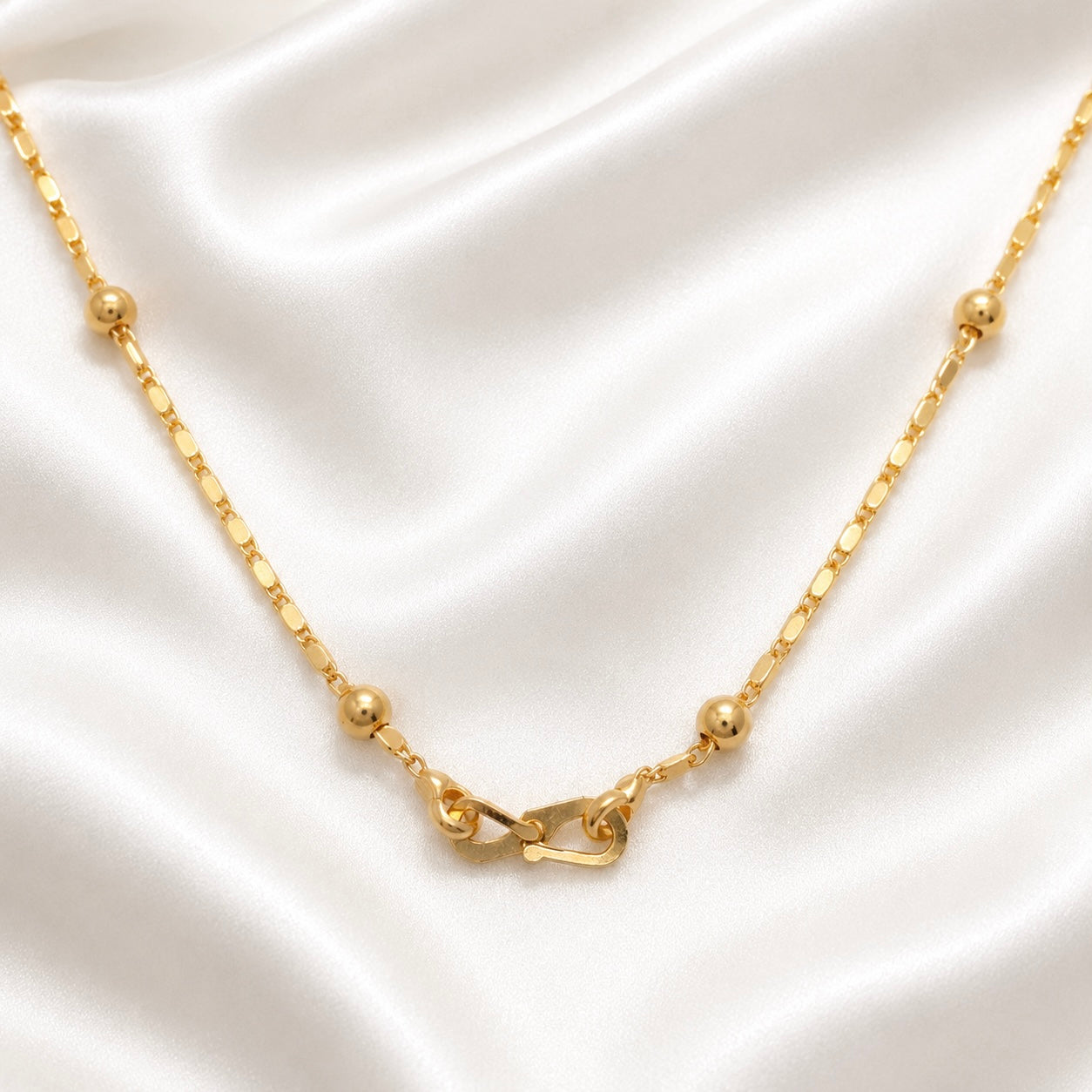 18K Gold Plated Beaded Chain Necklace | Anti Tarnish Minimal Gold Ball Chain Necklace