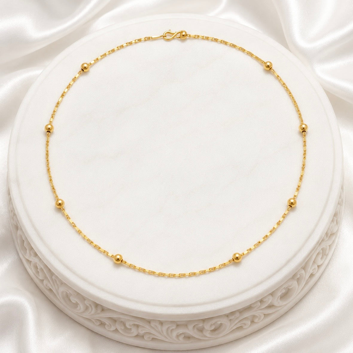 18K Gold Plated Beaded Chain Necklace | Anti Tarnish Minimal Gold Ball Chain Necklace
