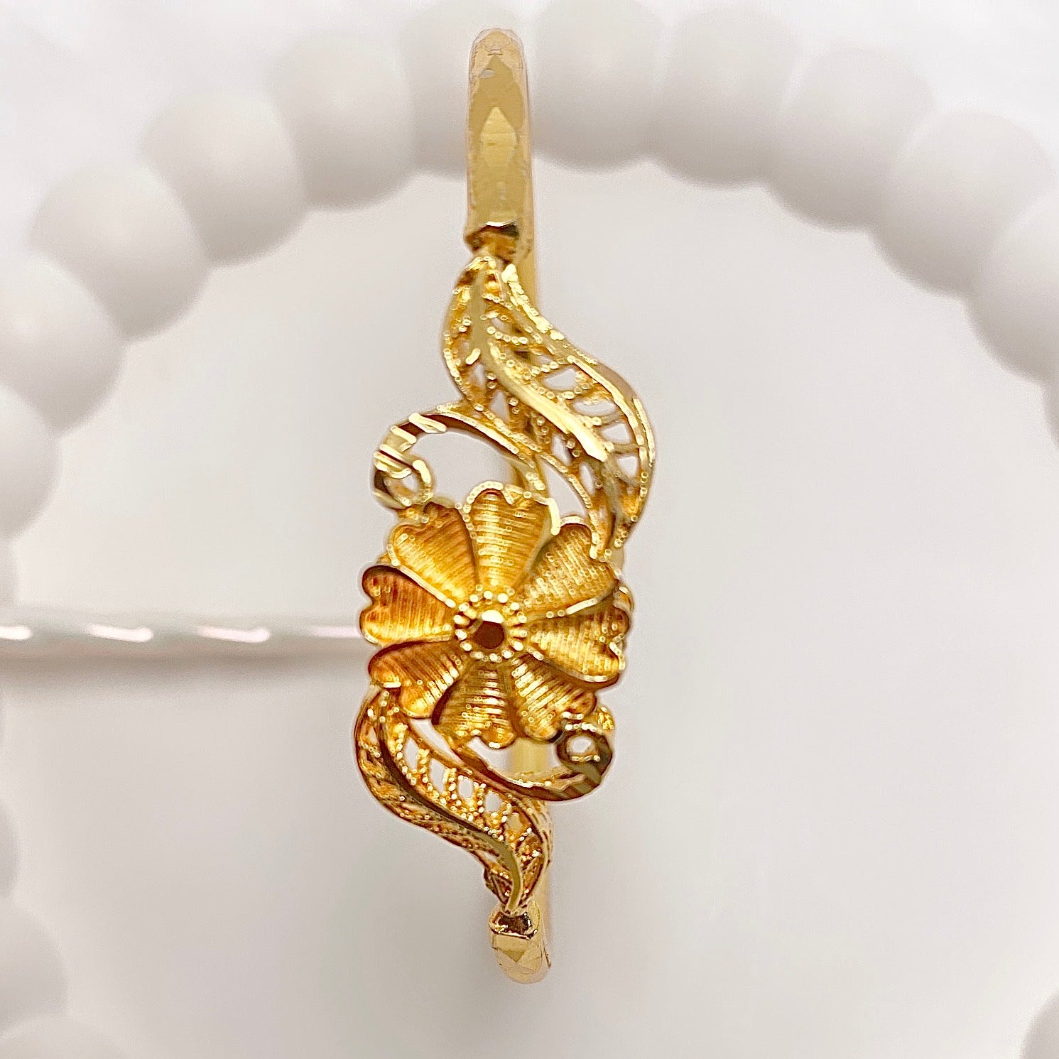 Handmade Floral Dubai Gold Plated Bangles | Lightweight Traditional Design