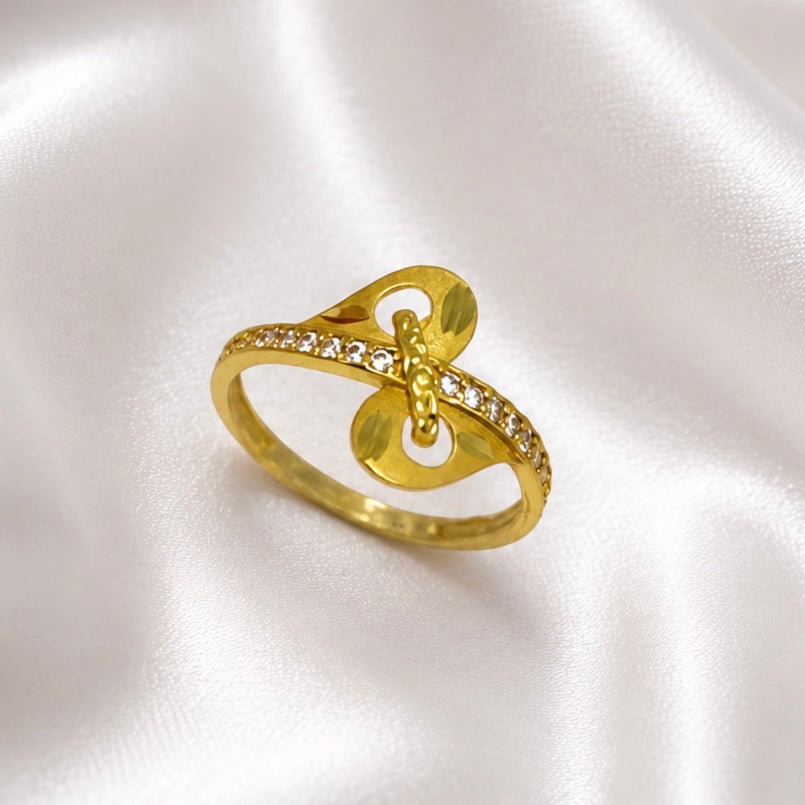 Elegant Micro Gold Plated AD Stone Ring | Handmade Crystal Cut Daily Wear Ring for Women