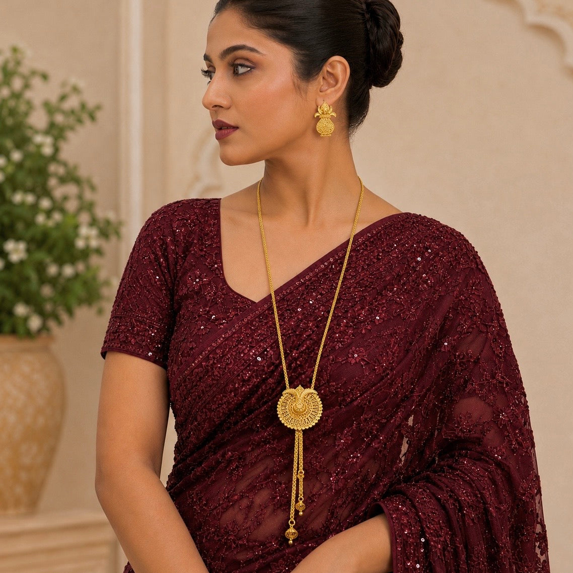 Kalash Temple Tie Chain Necklace Set | Micro Gold Plated Traditional Jewellery