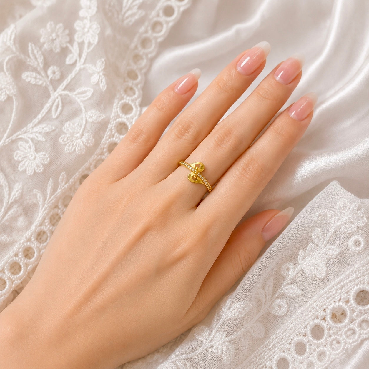Elegant Micro Gold Plated AD Stone Ring | Handmade Crystal Cut Daily Wear Ring for Women