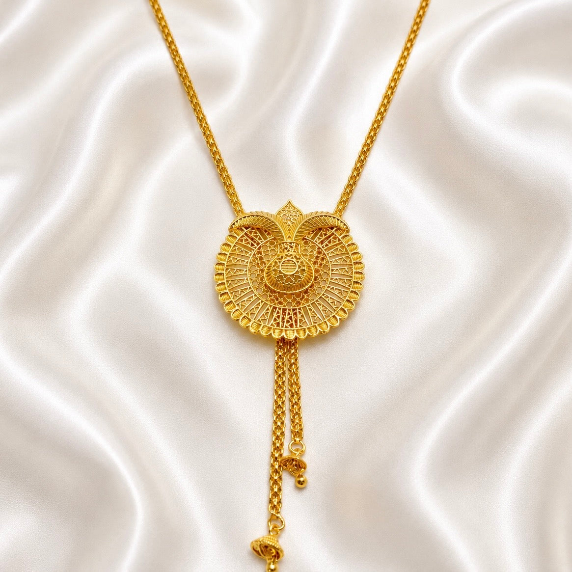 Kalash Temple Tie Chain Necklace Set | Micro Gold Plated Traditional Jewellery