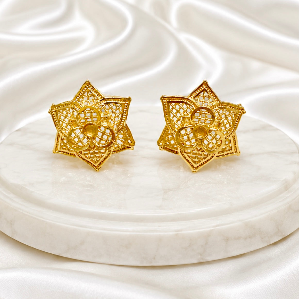 Heart Shape Statement Pendant Necklace Set | Micro Gold Plated Handcrafted Jewellery with Earrings
