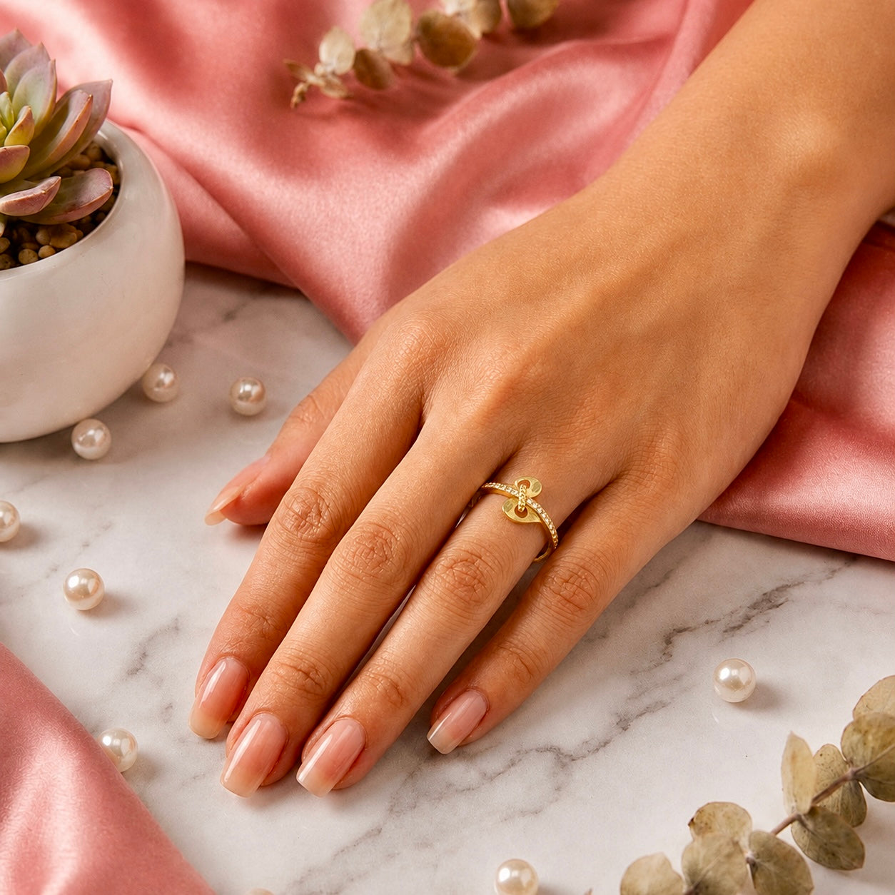 Elegant Micro Gold Plated AD Stone Ring | Handmade Crystal Cut Daily Wear Ring for Women