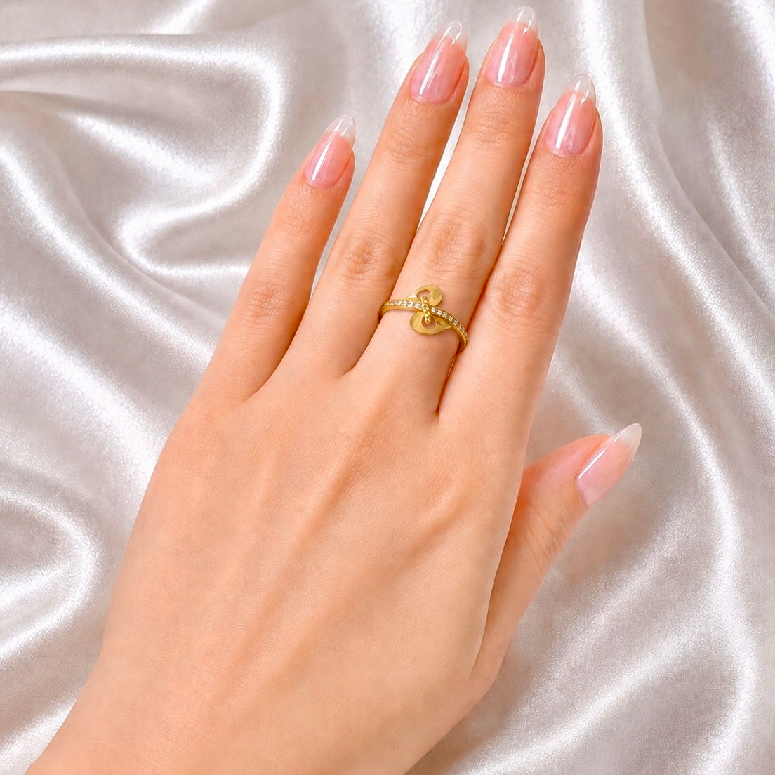 Elegant Micro Gold Plated AD Stone Ring | Handmade Crystal Cut Daily Wear Ring for Women