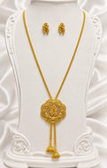 Radha Krishna Temple Tie Chain Necklace Set | Micro Gold Plated Divine Traditional Jewellery