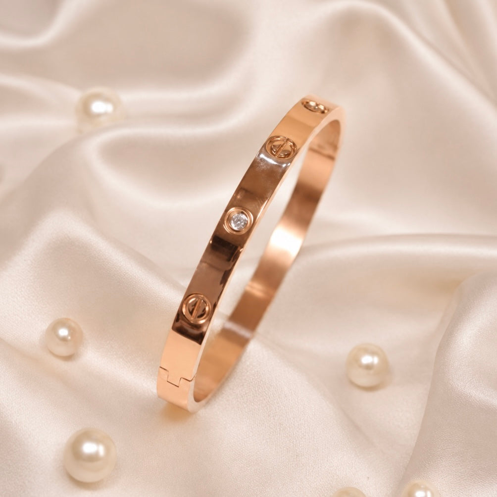 Rose Gold Anti Tarnish Bracelet for Women | Premium Crystal Studded Bracelet